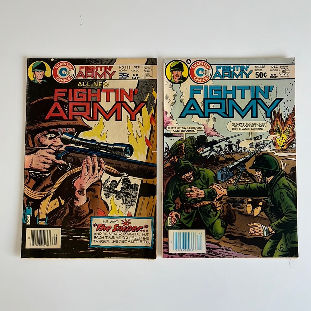 Fightin' Army #128 (1977) #155 (1981) Charlton Comics 1977 Lot of 2 Comics UC